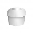 White Strain Relief Bushing for multi-conductor #18 gauge wire in our track suspension system