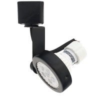 LED BLACK gimbal ring track light fixture includes a warm white GU10 MR16 120volt bulb